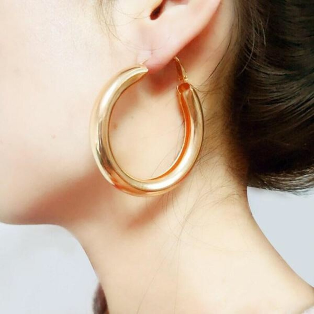 18k Gold Plated Large Hoop Earrings